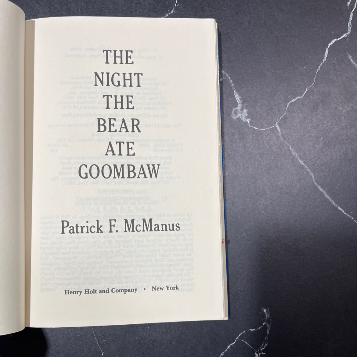the night the bear ate goombaw book, by Patrick F. McManus, 1989 Hardcover image 2