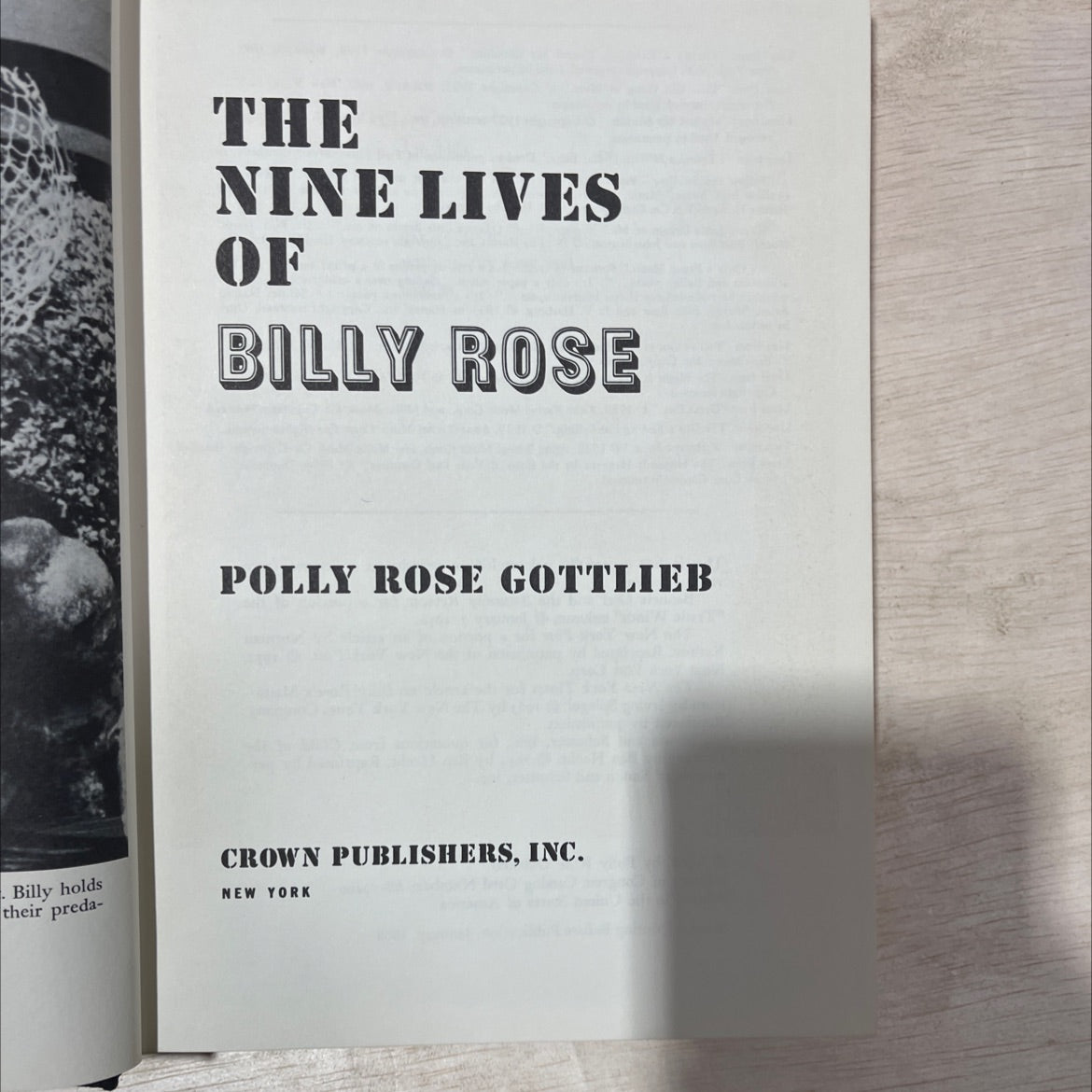 the nine lives of billy rose book, by polly rose gottlieb, 1968 Hardcover, Vintage image 2