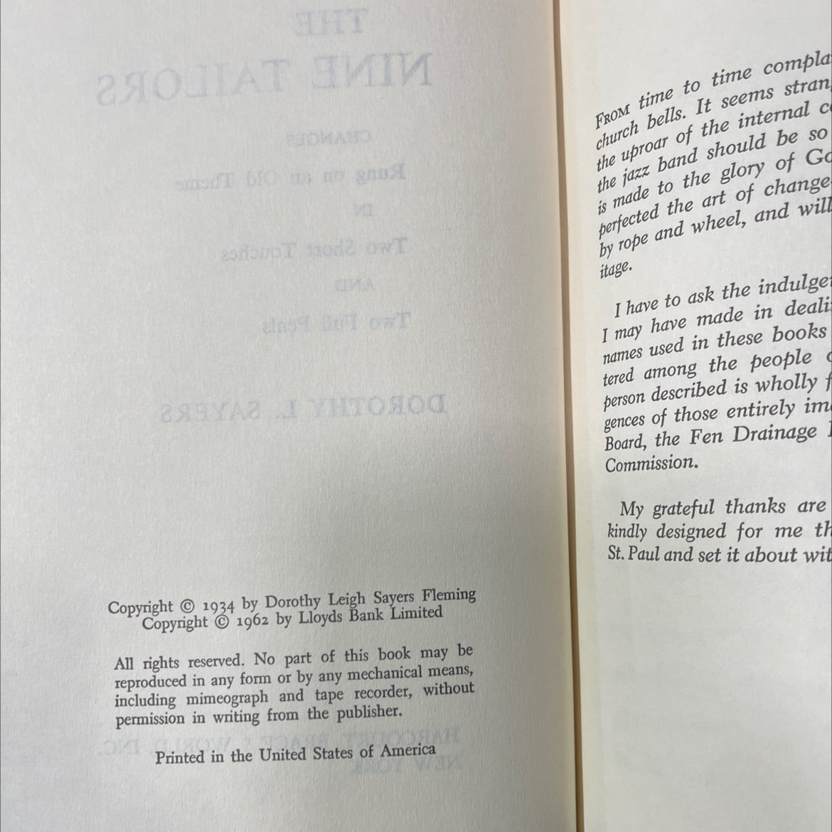 the nine tailors changes rung on an old theme in two short touches and two full peals book, by dorothy l. sayers, 1962 image 3