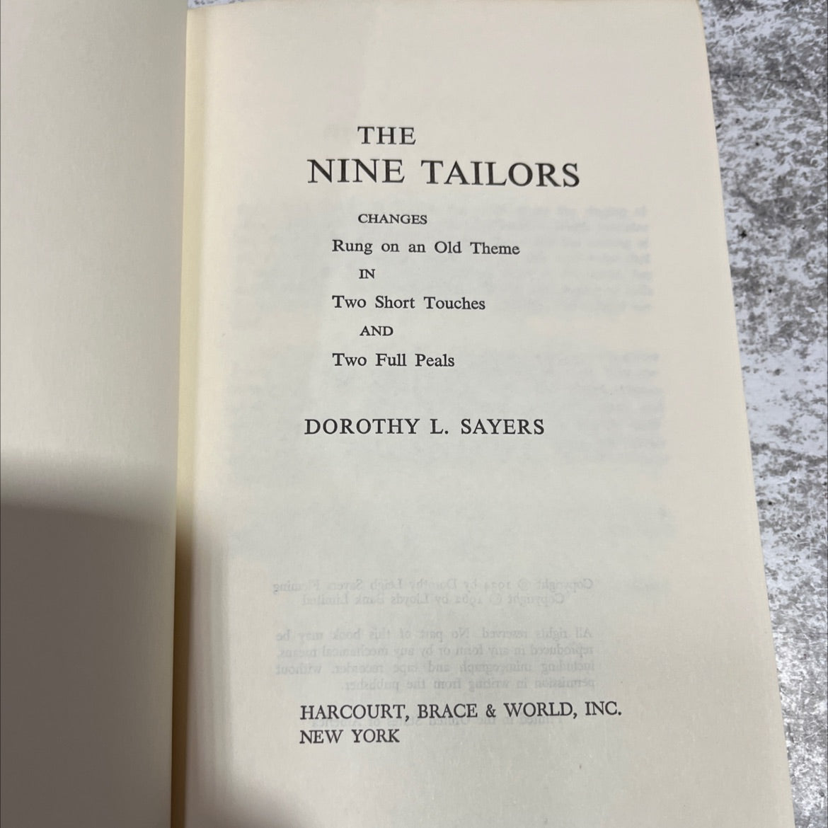 the nine tailors changes rung on an old theme in two short touches and two full peals book, by dorothy l. sayers, 1962 image 2