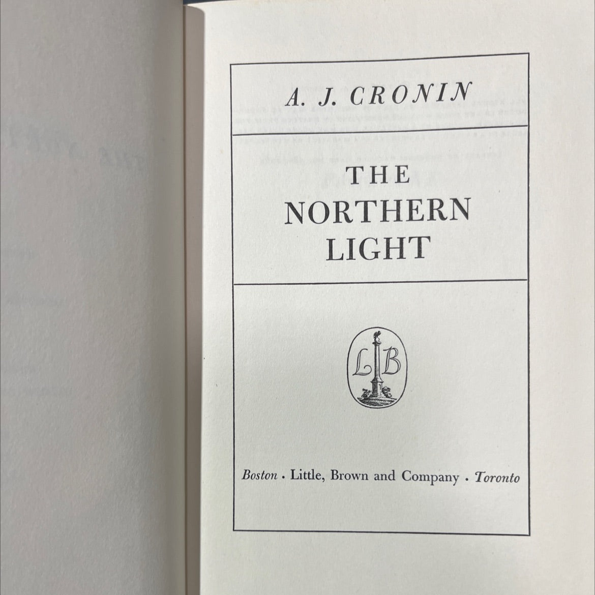 the northern light book, by A. J. Cronin, 1958 Hardcover image 2