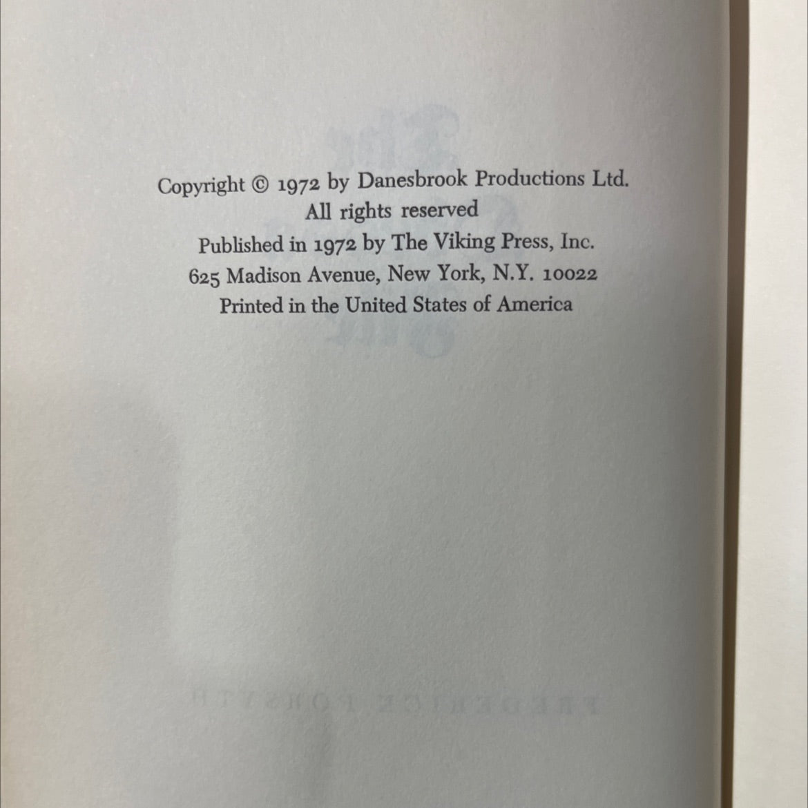 the odessa file book, by frederick forsyth, 1972 Hardcover image 3