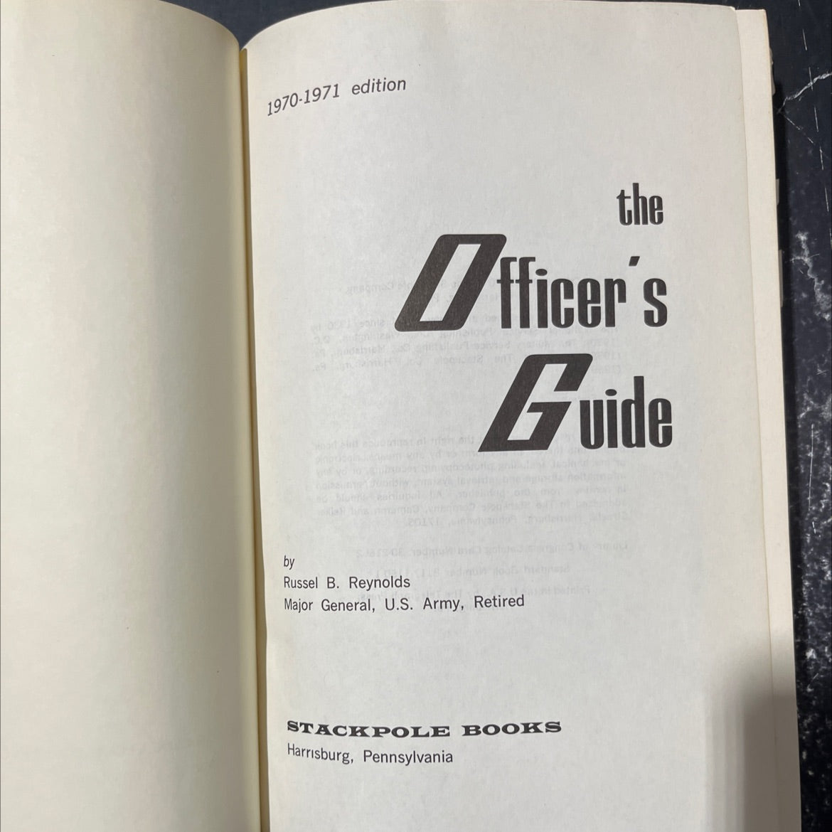 the officer's guide book, by Russel B. Reynolds, 1970 Hardcover image 2