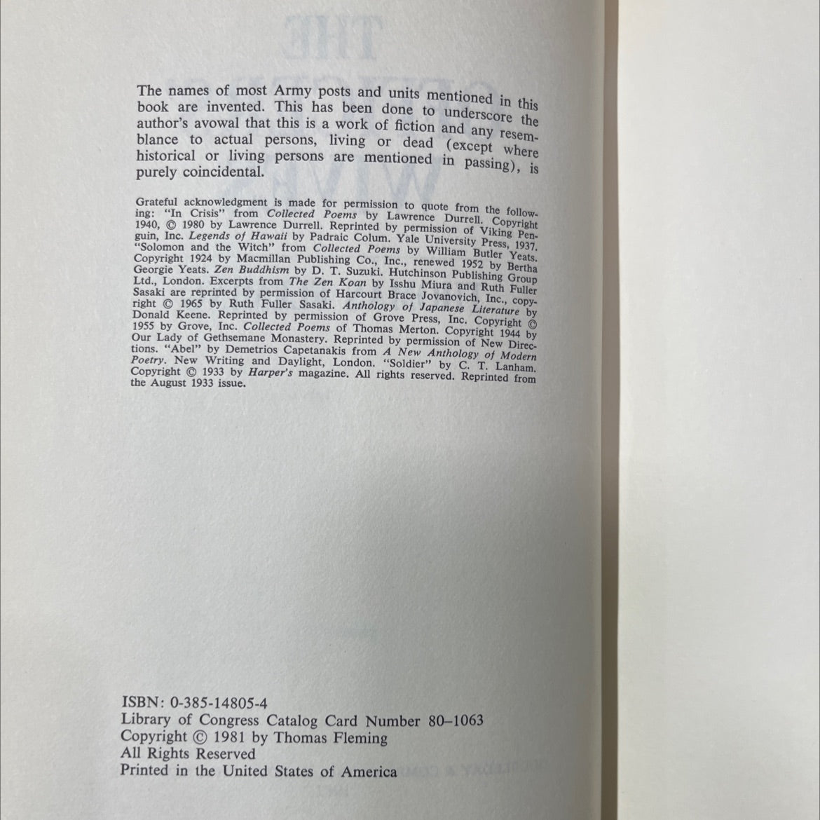 the officers' wives book, by thomas fleming, 1981 Hardcover image 3