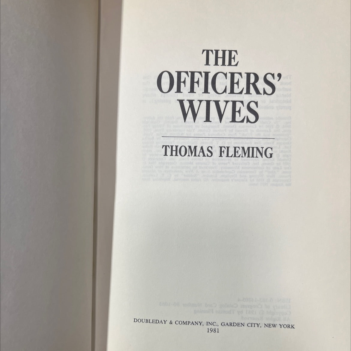 the officers' wives book, by thomas fleming, 1981 Hardcover image 2