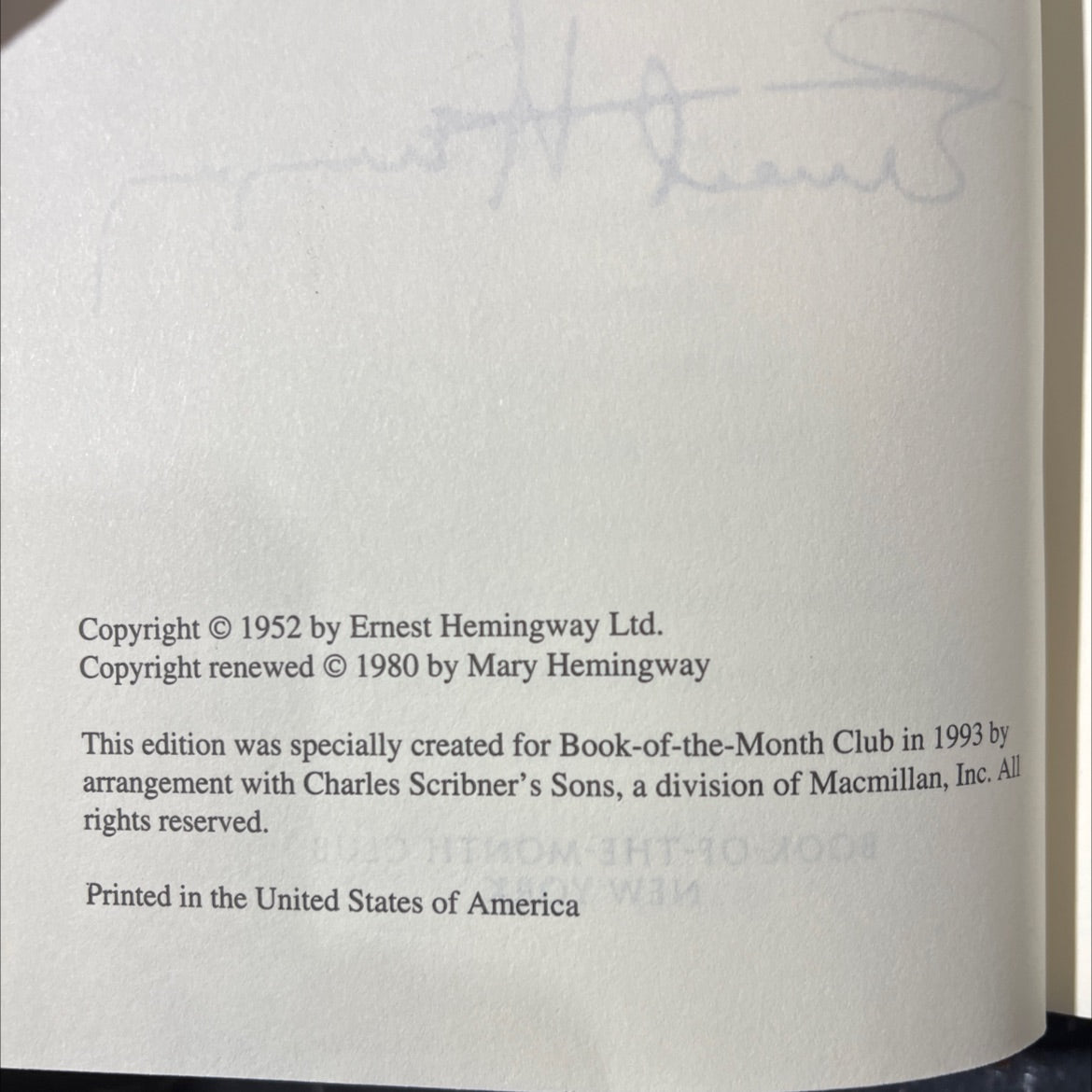 the old man and the sea book, by ernest hemingway, 1980 Hardcover image 3