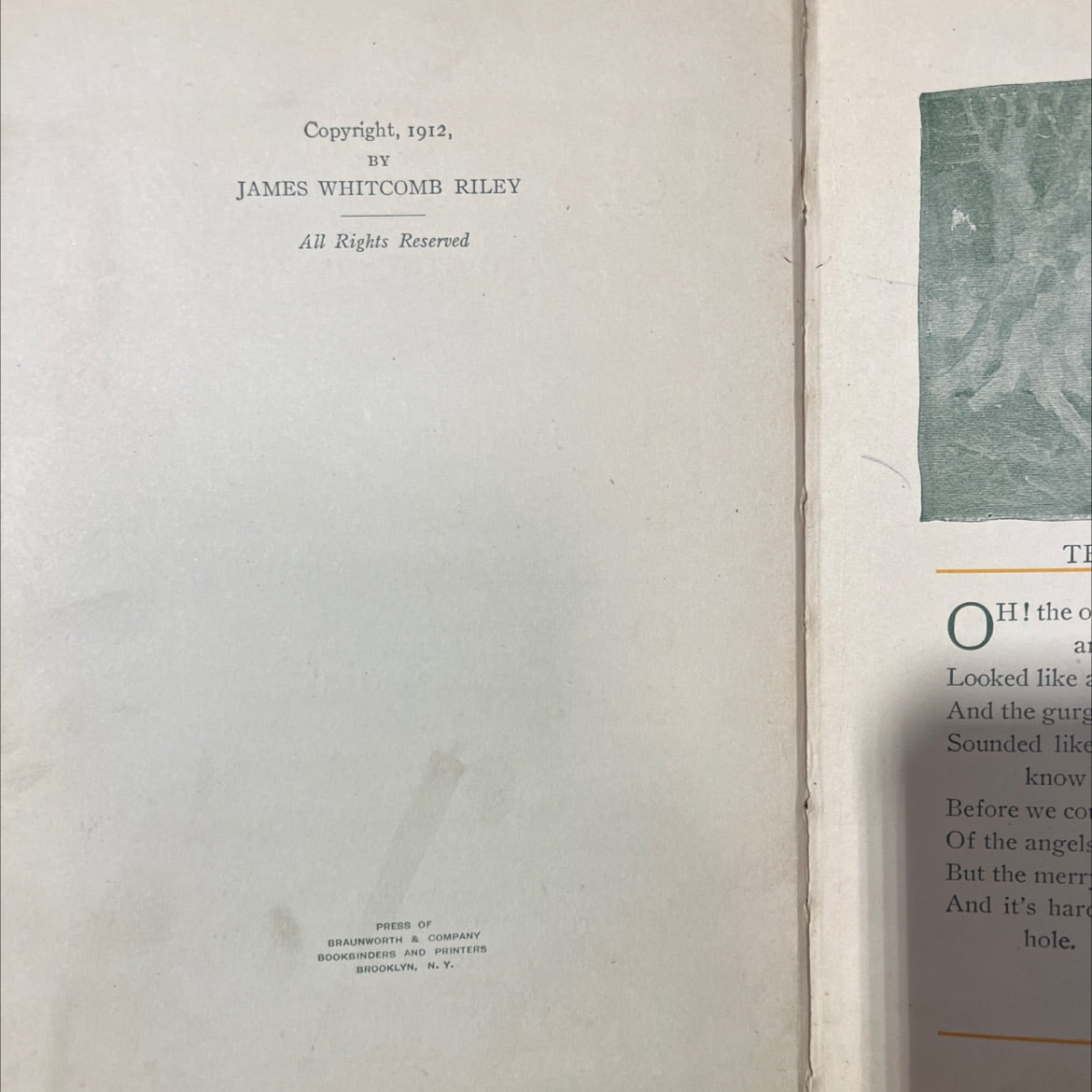 the old swimmin'-hole and other poems book, by james whitcomb riley, 1912 Hardcover image 3