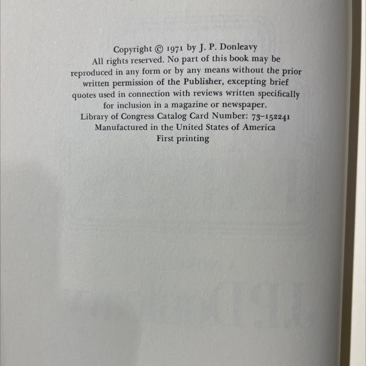 the onion eaters book, by J.P. Donleavy, 1971 Hardcover image 3