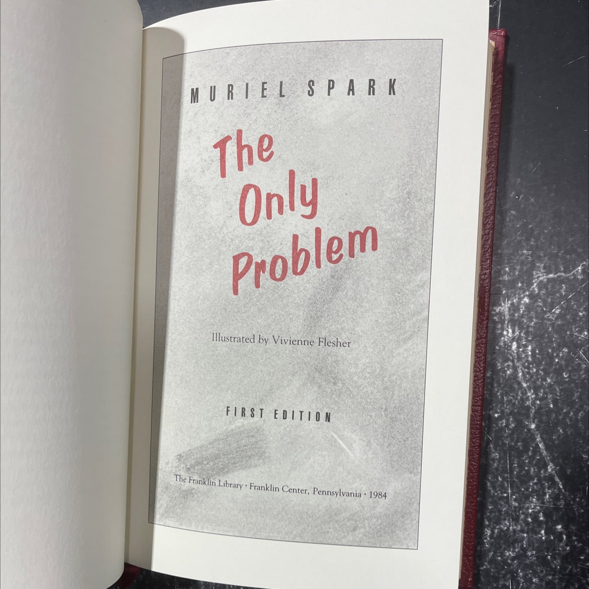 SIGNED the only problem book, by muriel spark, 1984 Leather, First Edition, Vintage image 2