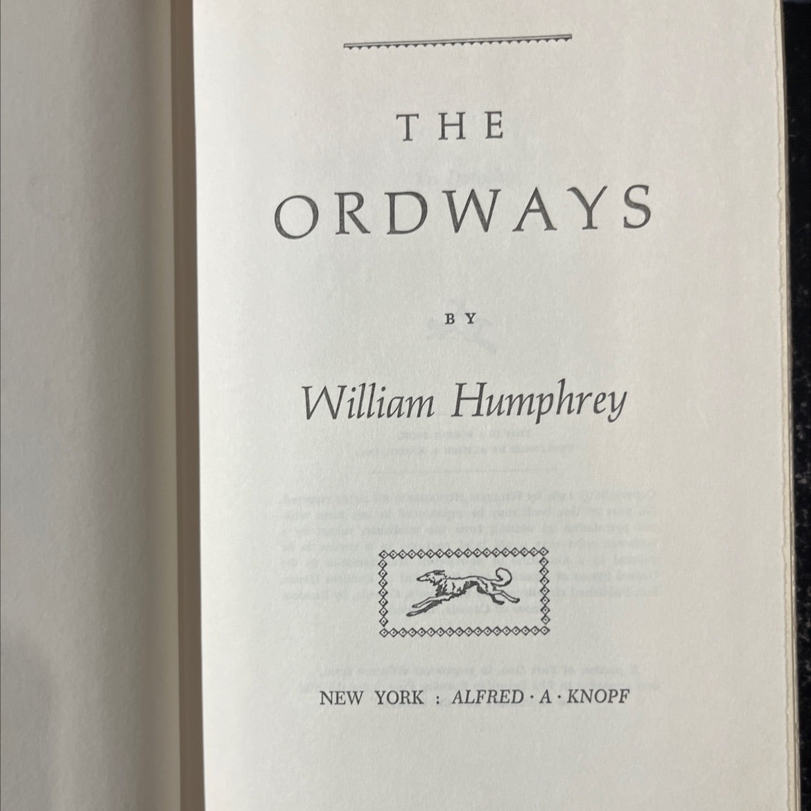 the ordways book, by william humphrey, 1964 Hardcover image 2