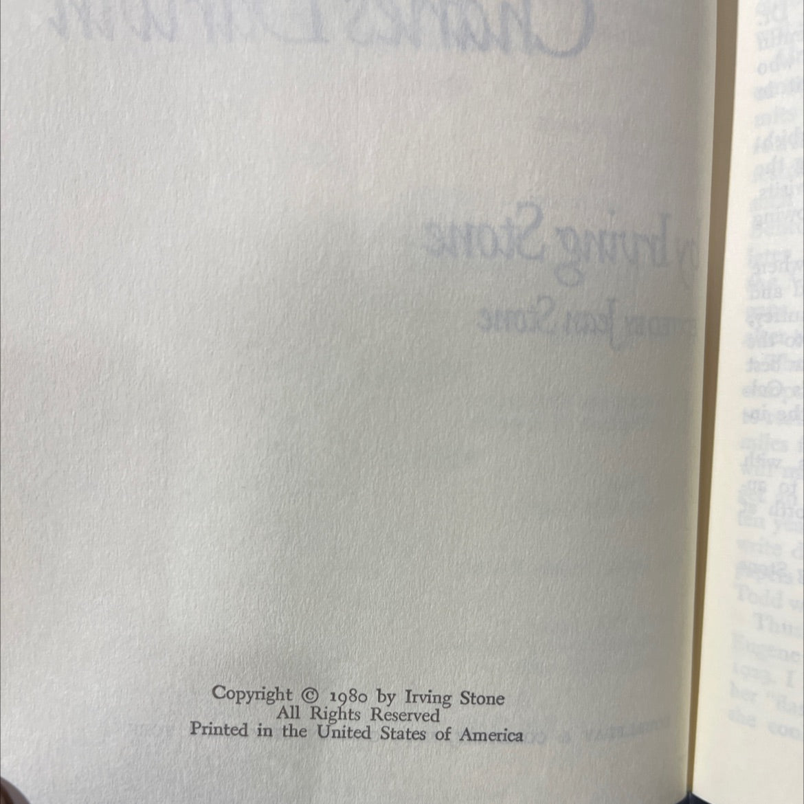 the origin a biographical novel of charles darwin book, by irving stone, 1980 Hardcover image 3