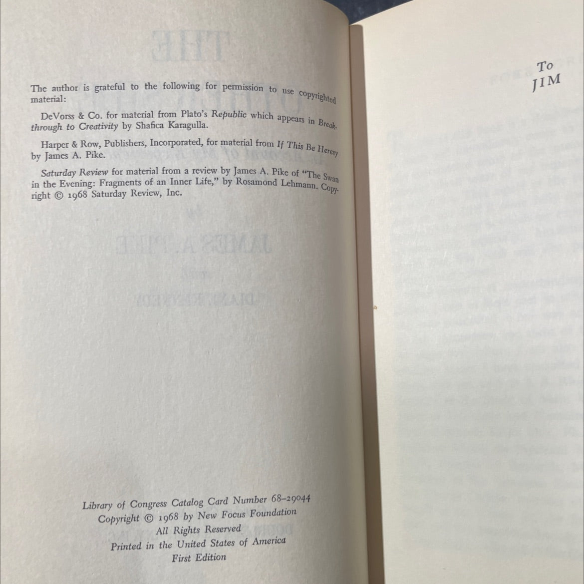 the other side an account of my experiences with psychic phenomena book, by james a. pike, 1968 Hardcover image 3