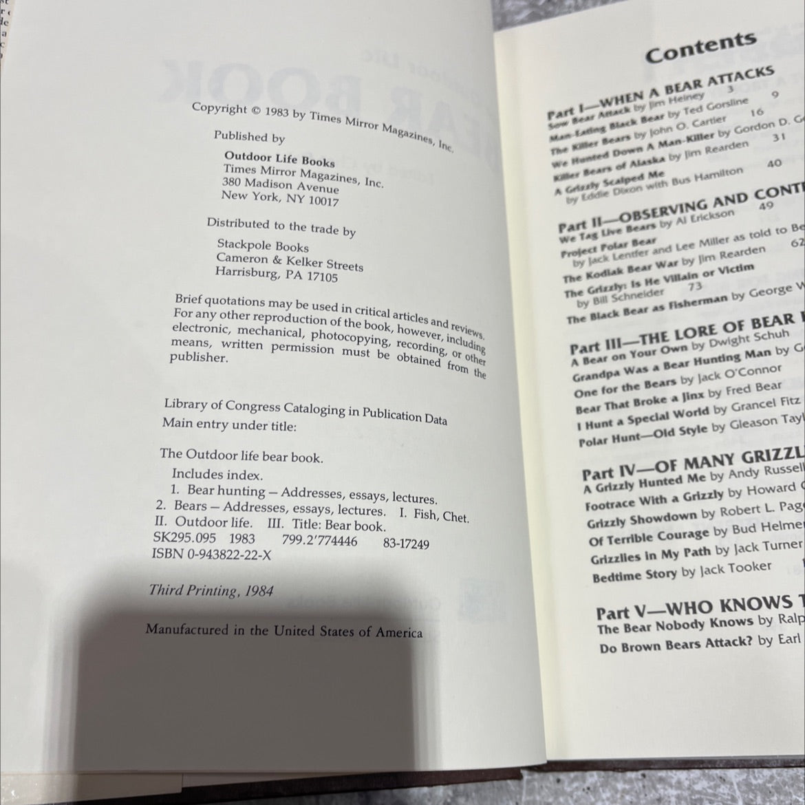 the outdoor life bear book book, by Chet Fish, 1983 Hardcover image 3