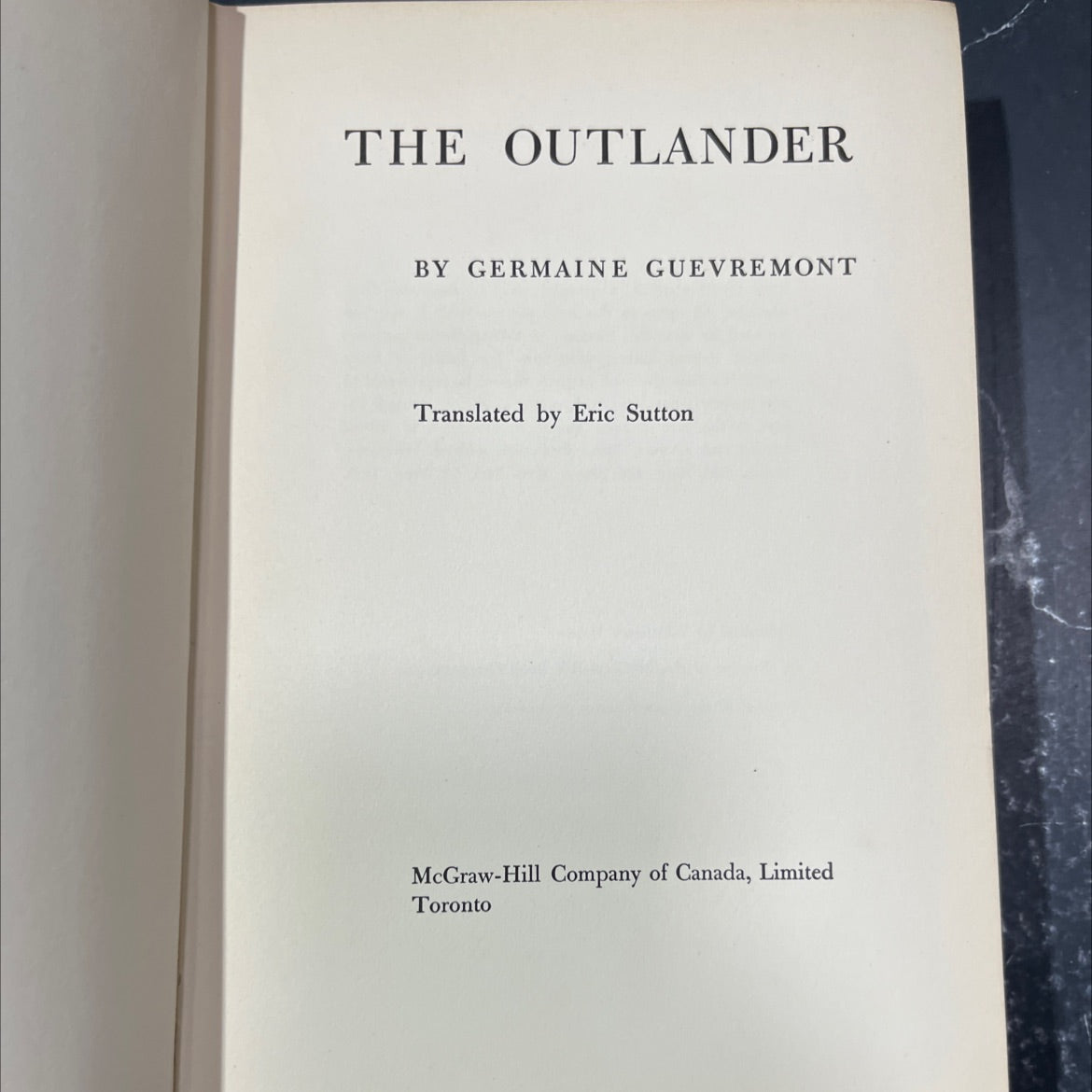 the outlander book, by germaine guevremont, 1950 Hardcover image 2