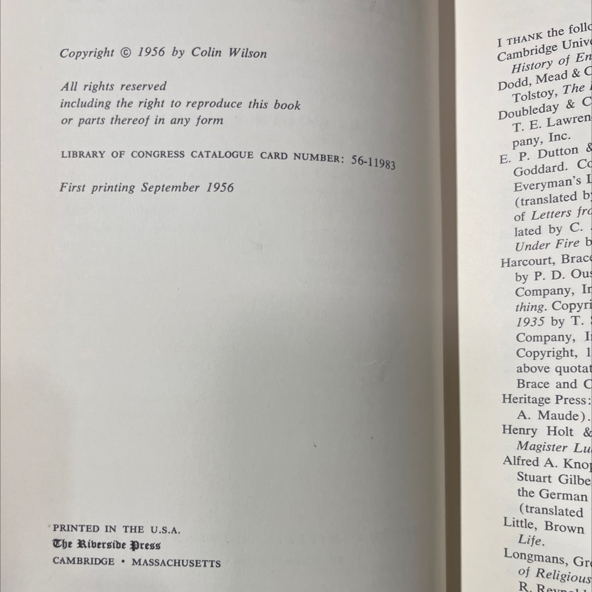 the outsider book, by colin wilson, 1956 Hardcover image 3