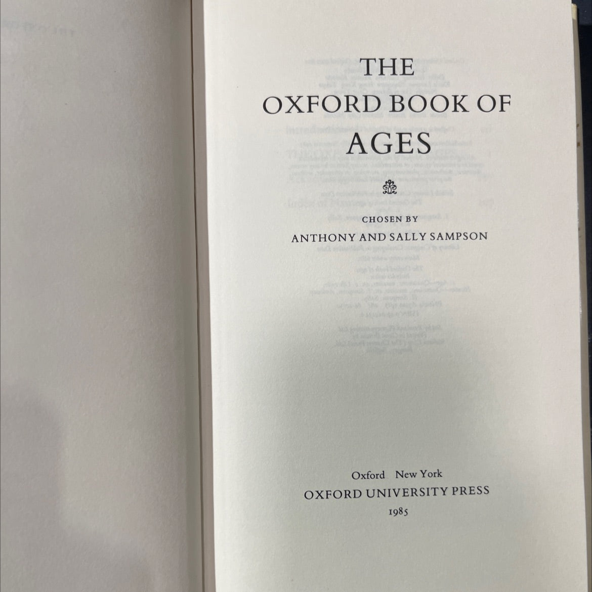 the oxford book of ages book, by anthony and sally sampson, 1985 Hardcover image 2