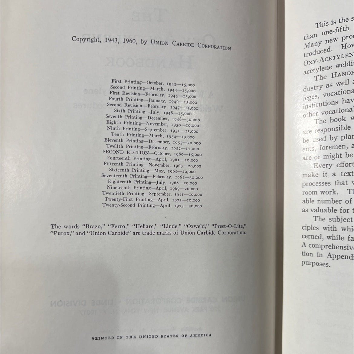 the oxy-acetylene handbook book, by union carbide corporation, 1968 Hardcover image 3
