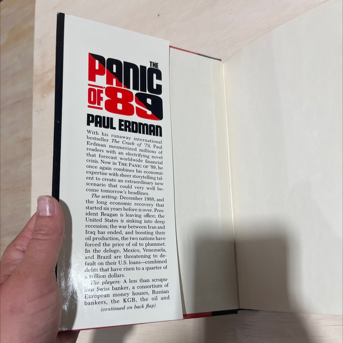 the panic of '89 book, by paul erdman, 1987 Hardcover image 4