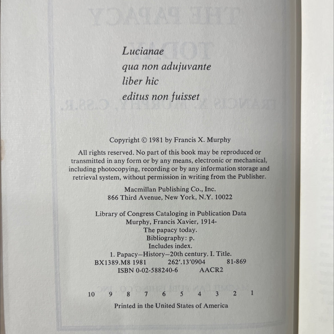 the papacy today book, by Francis X. Murphy, 1981 Hardcover image 3