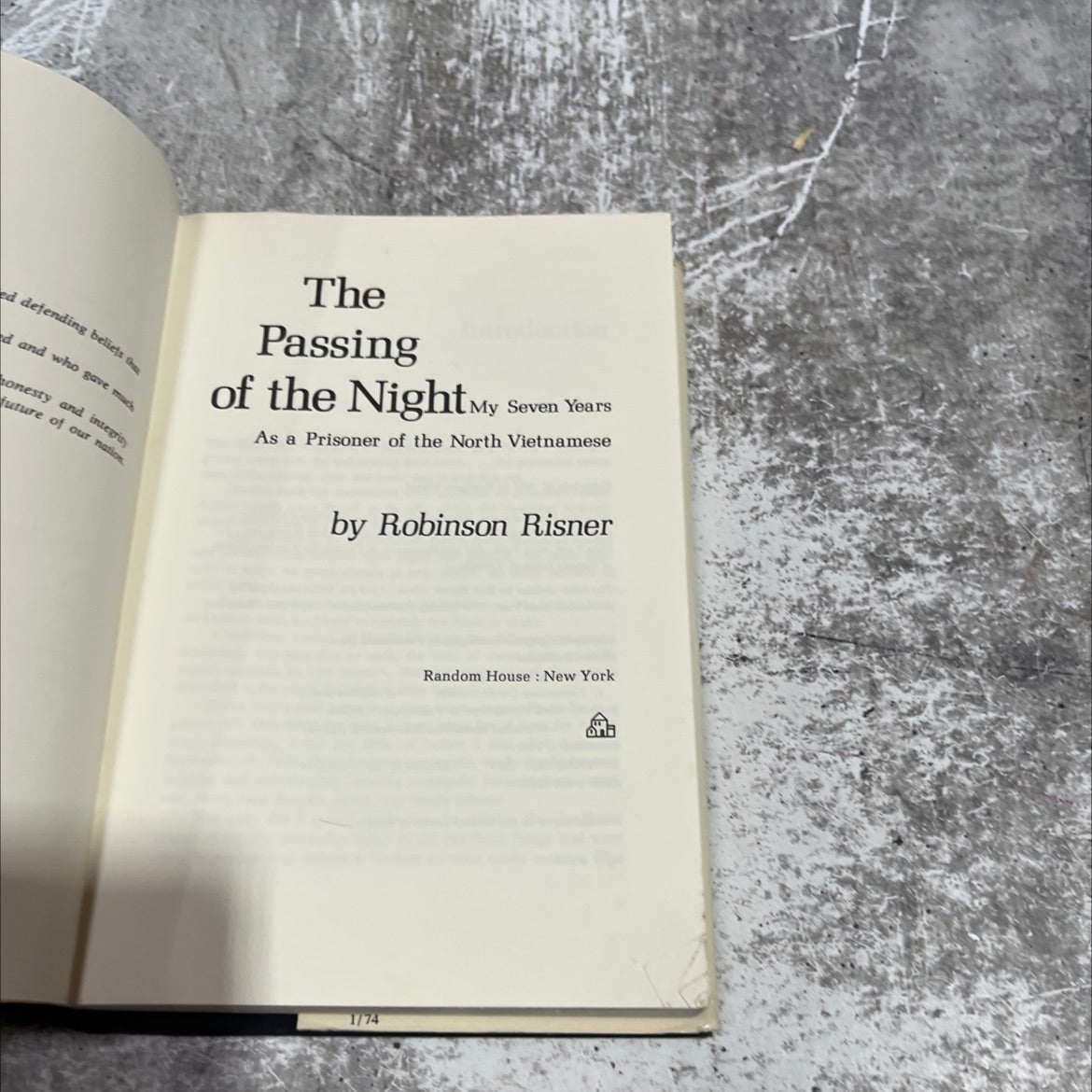 SIGNED the passing of the night book, by Robinson Risner, 1974 Hardcover, Vintage image 2