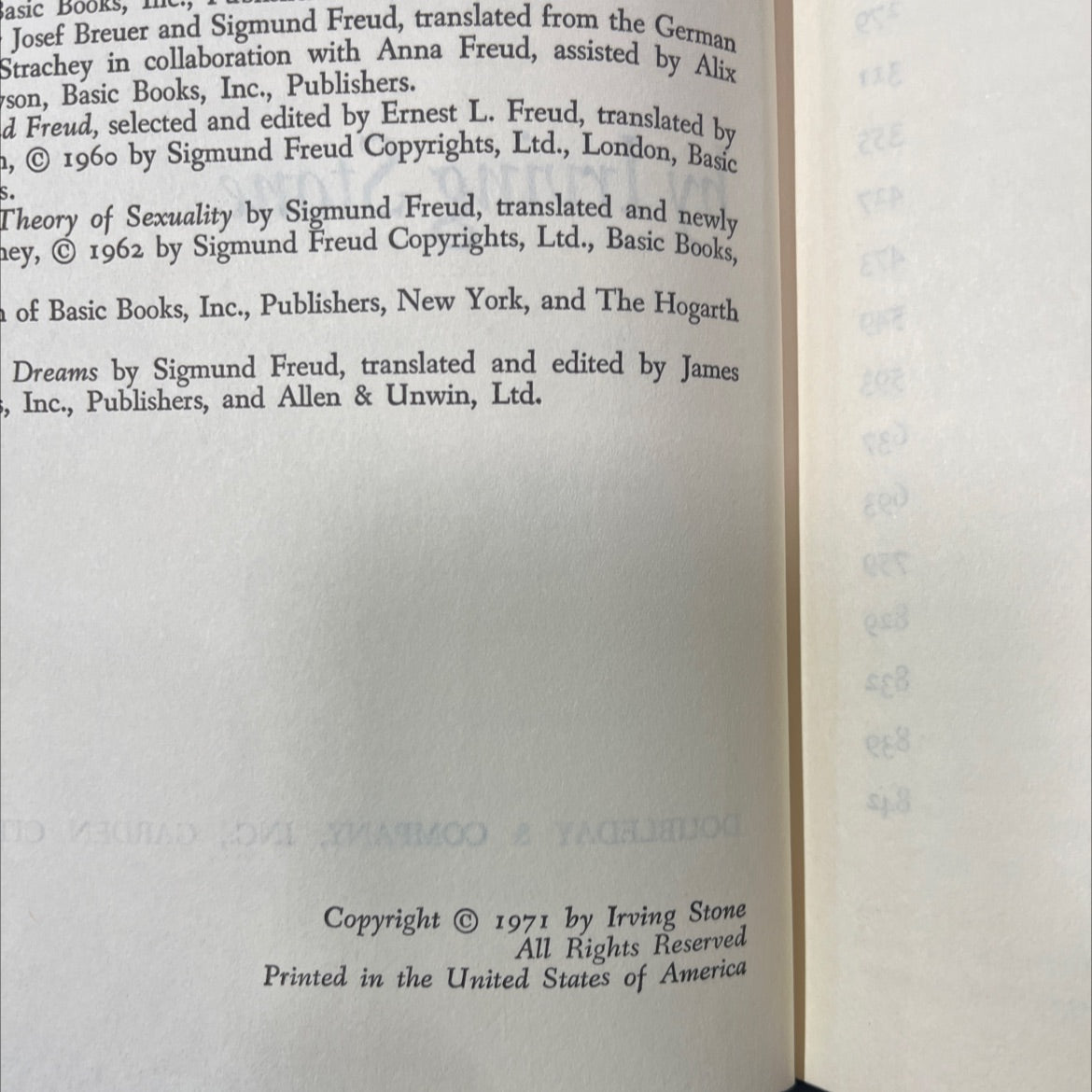 the passions of the mind a novel of sigmund freud book, by irving stone, 1971 Hardcover image 3