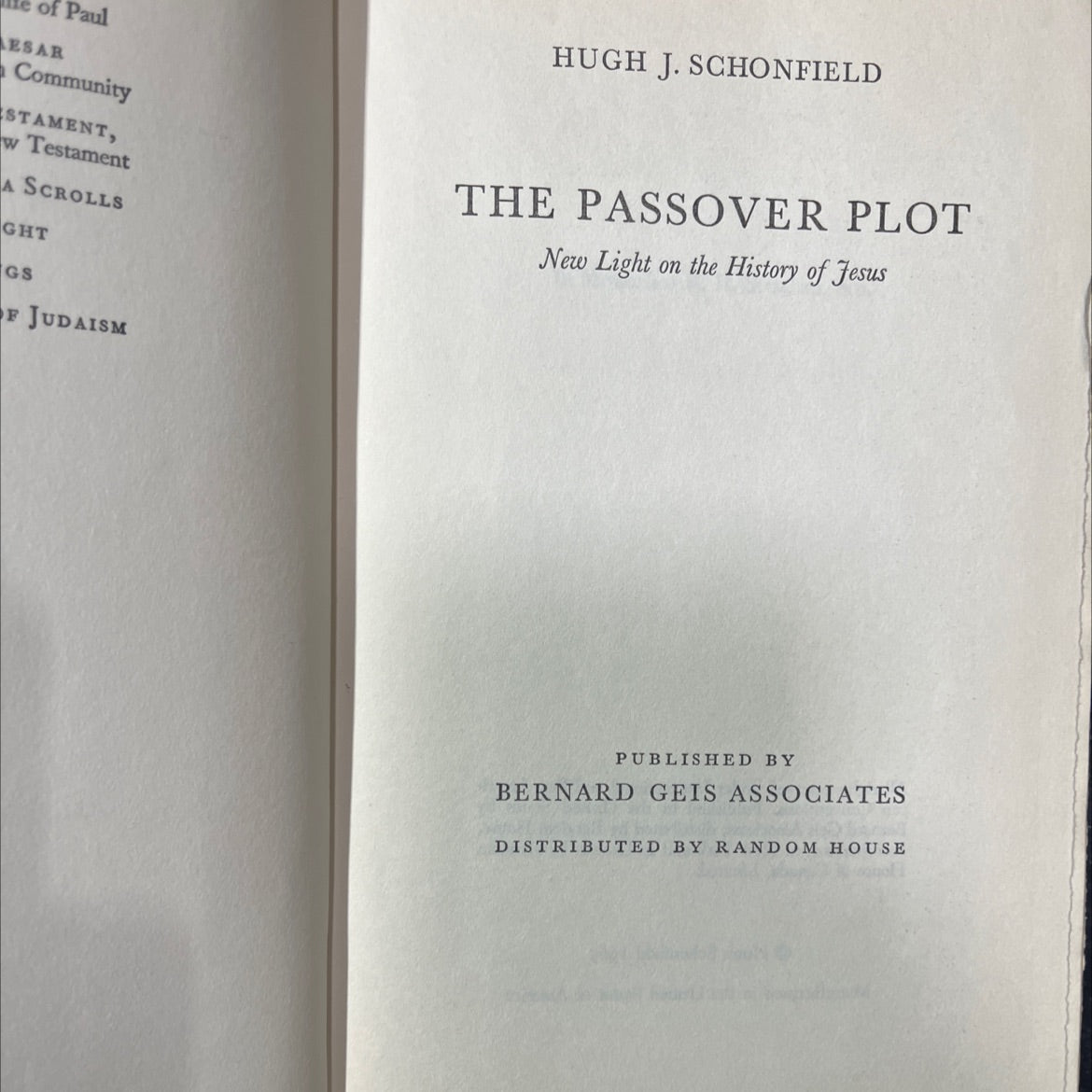 the passover plot book, by hugh j. schonfield, 1965 Hardcover image 2
