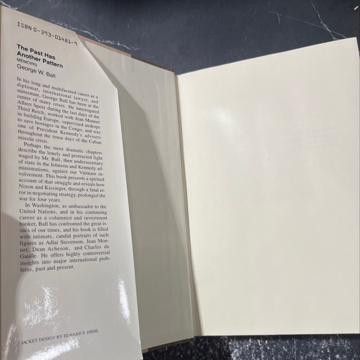 the past has another pattern memoirs book, by George W. Ball, 1982 Hardcover image 4