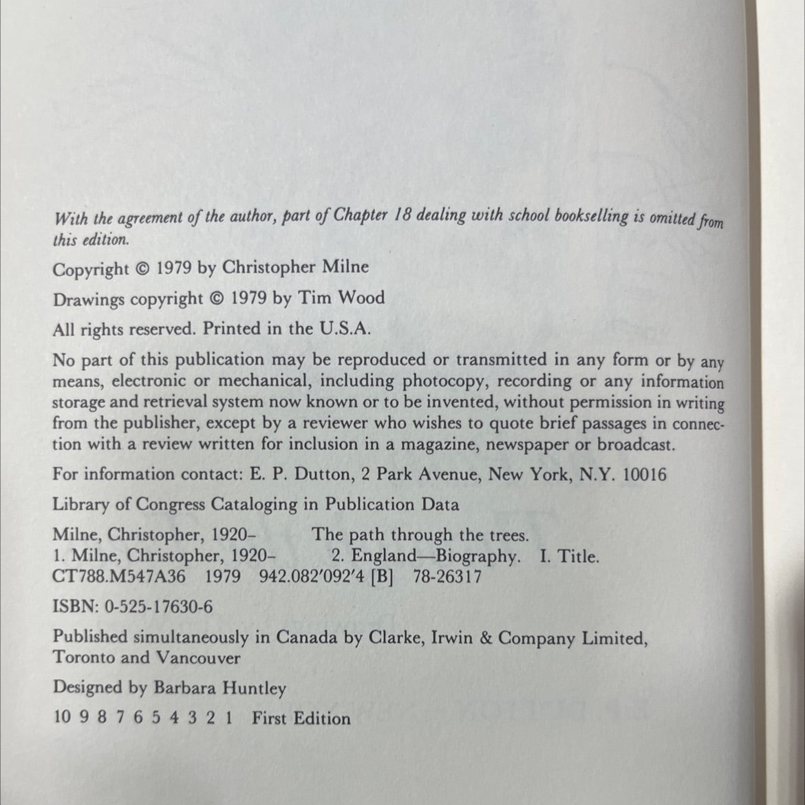 the path through the trees book, by Christopher Milne, 1979 Hardcover image 3