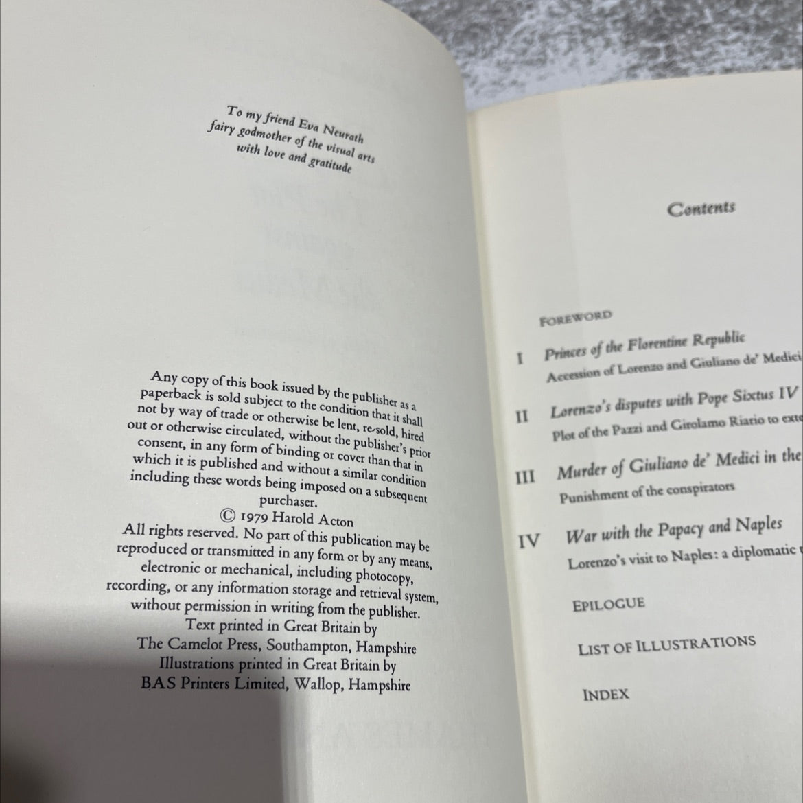 the pazzi conspiracy: the plot against the medici book, by harold acton, 1979 Hardcover image 3