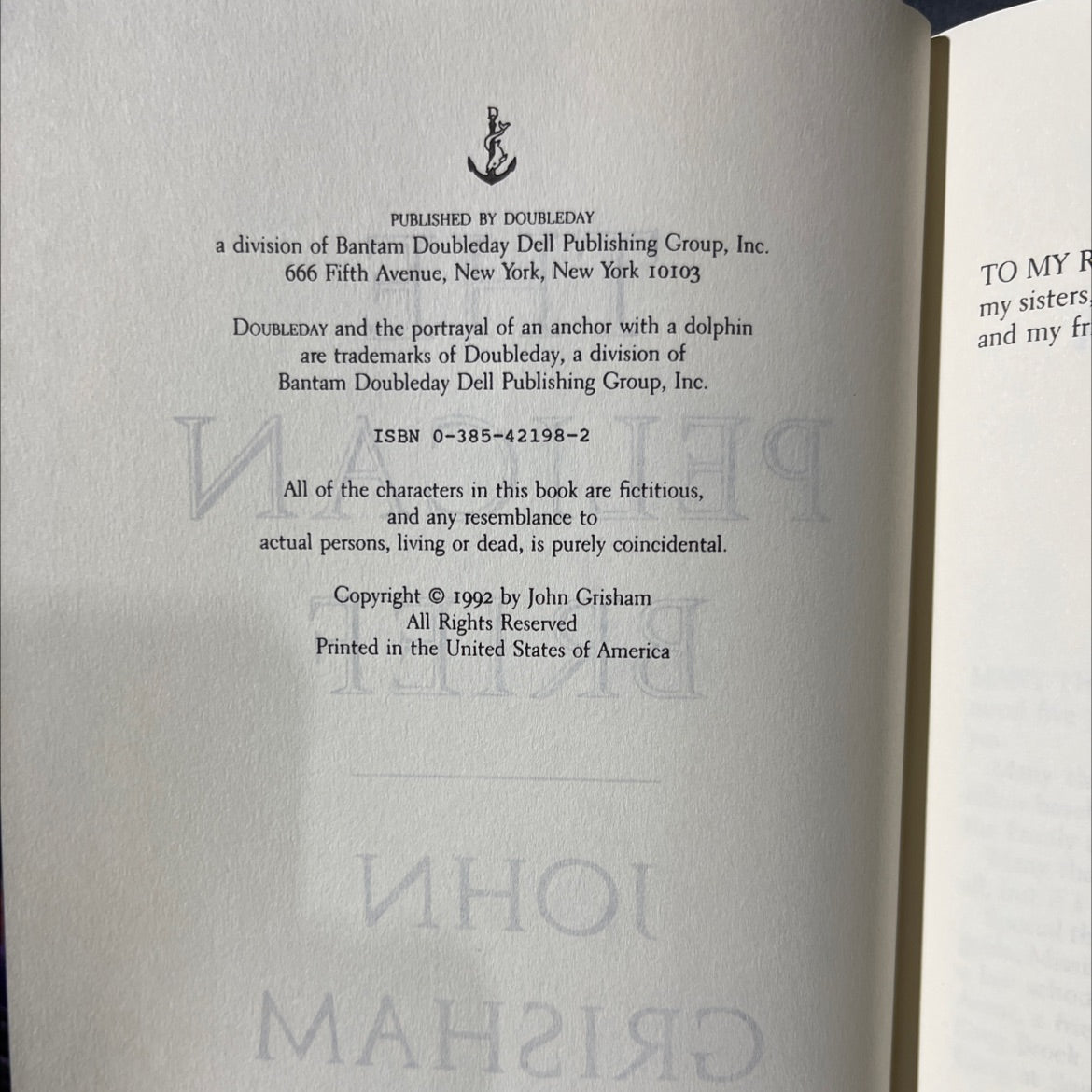 the pelican brief book, by john grisham, 1992 Hardcover image 3