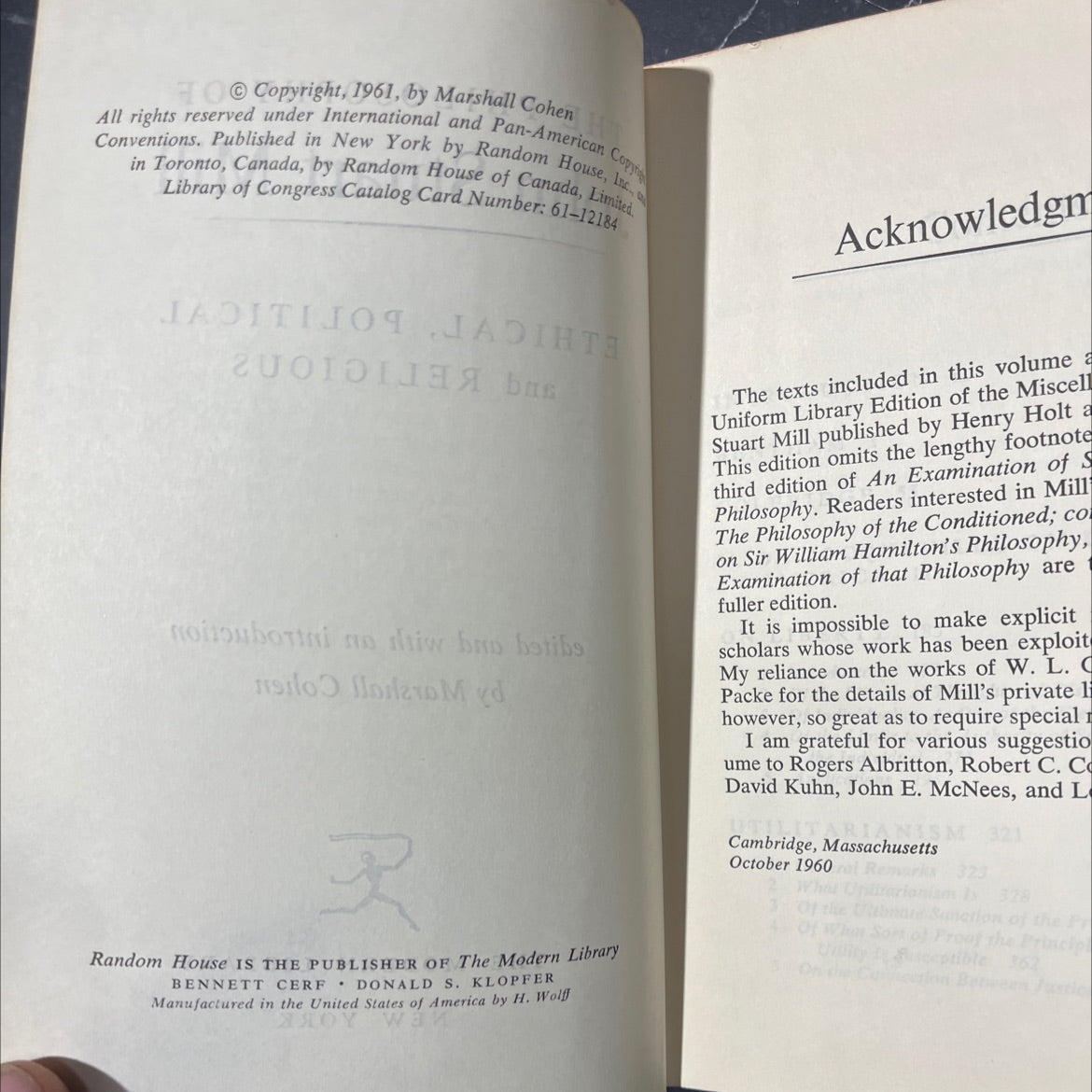 the philosophy of hoy book, by john stuart mill, 1961 Hardcover image 3