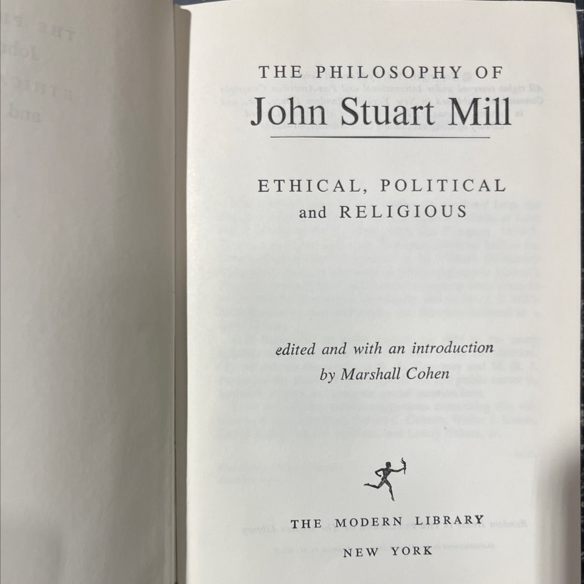 the philosophy of john stuart mill ethical, political and religious book, by john stuart mill, 1961 Hardcover image 2