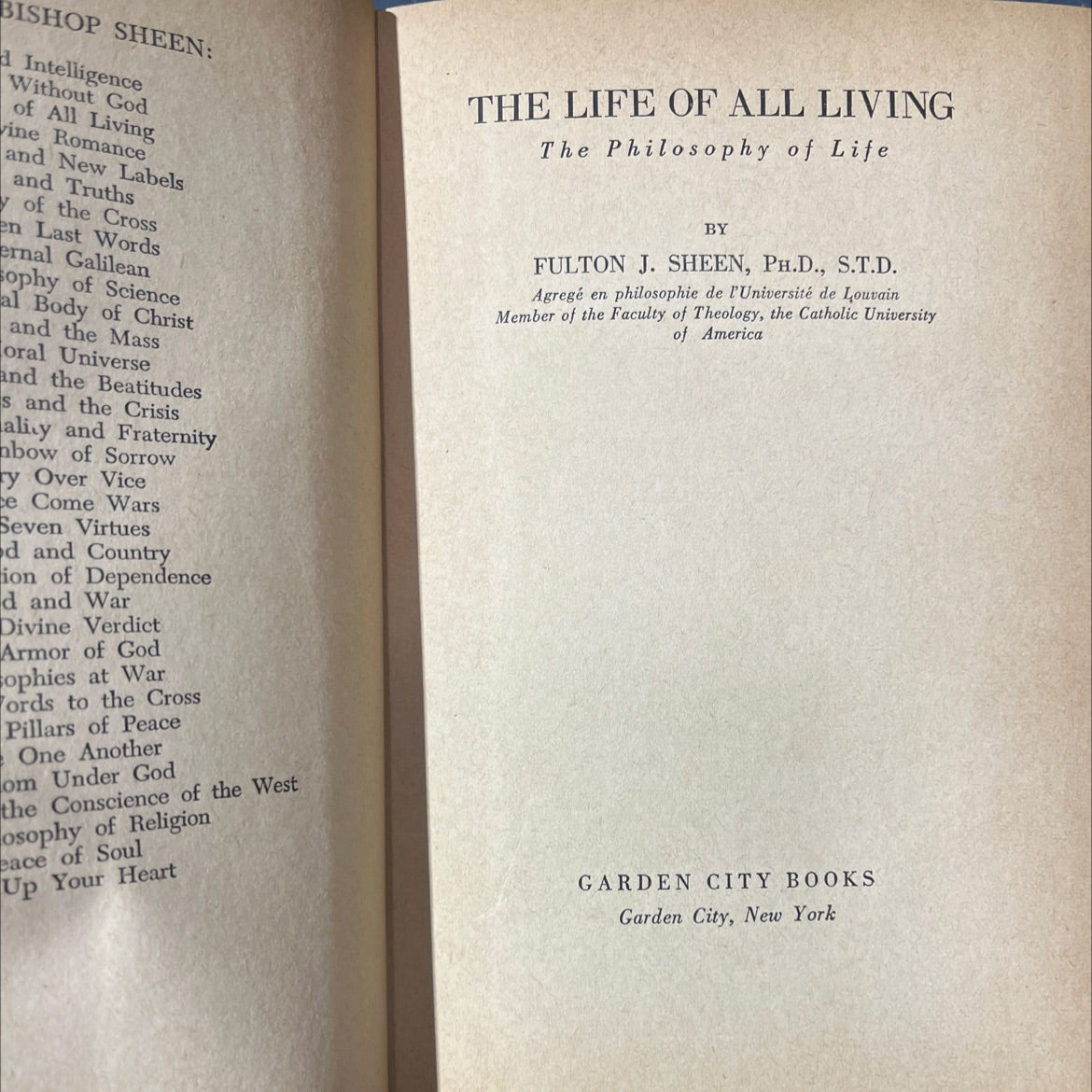 the philosophy of life book, by fulton j. sheen, 1951 Hardcover image 2
