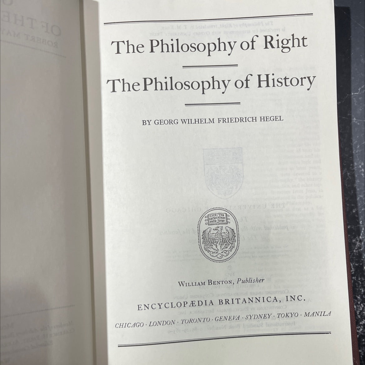 the philosophy of right the philosophy of history book, by georg wilhelm friedrich hegel, 1988 Hardcover image 2