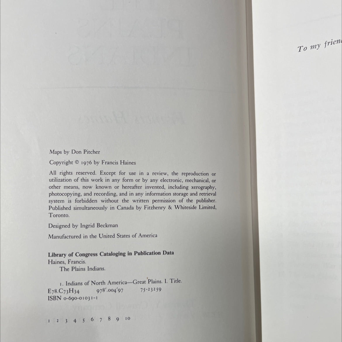 the plains indians book, by Francis Haines, 1976 Hardcover image 3