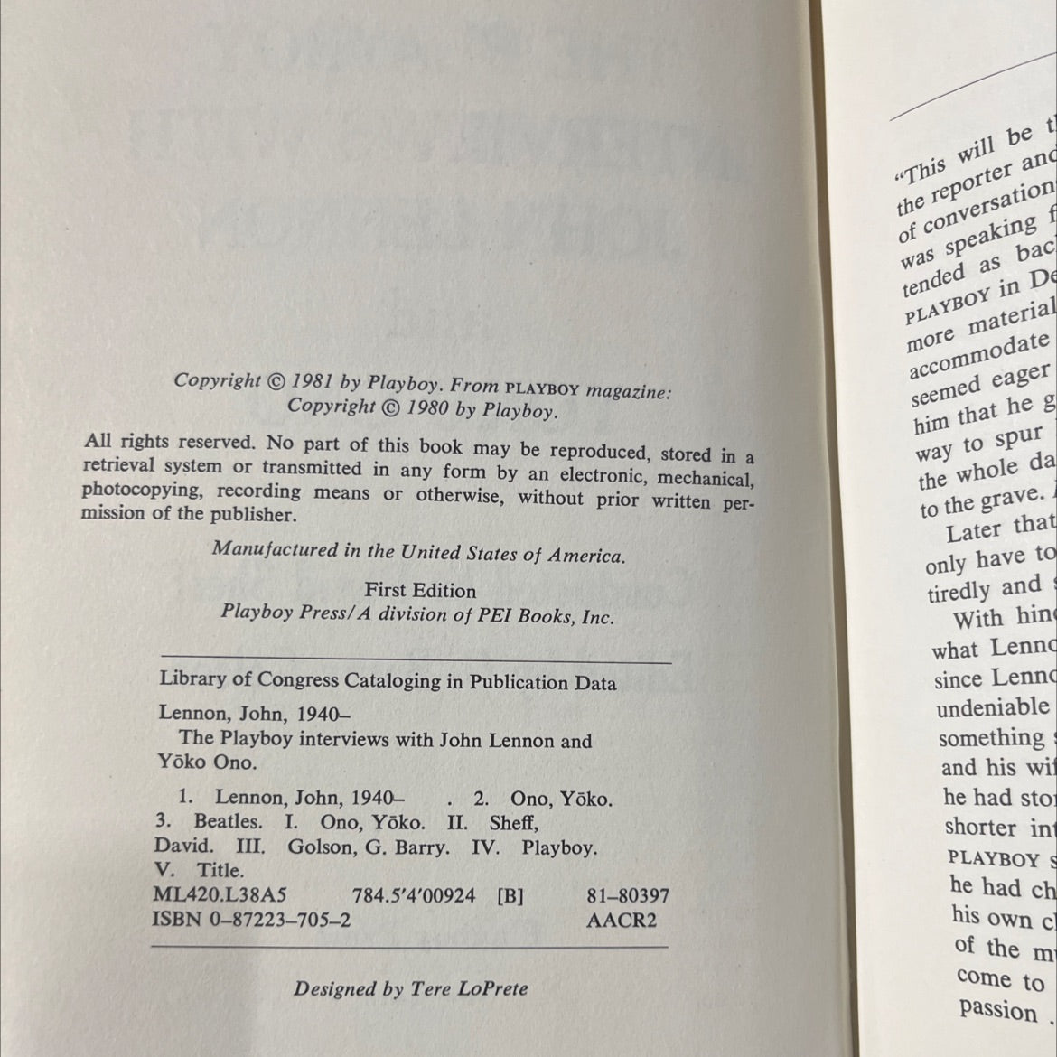 the playboy interviews with john lennon and yoko ono book, by john lennon, yoko ono, 1981 Hardcover image 3