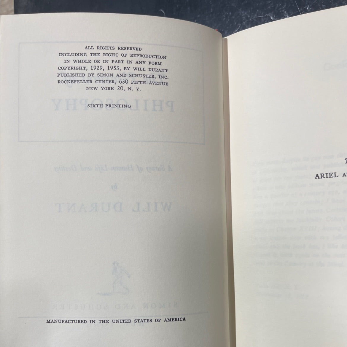 the pleasures of philosophy a survey of human life and destiny book, by will durant, 1953 Hardcover image 3
