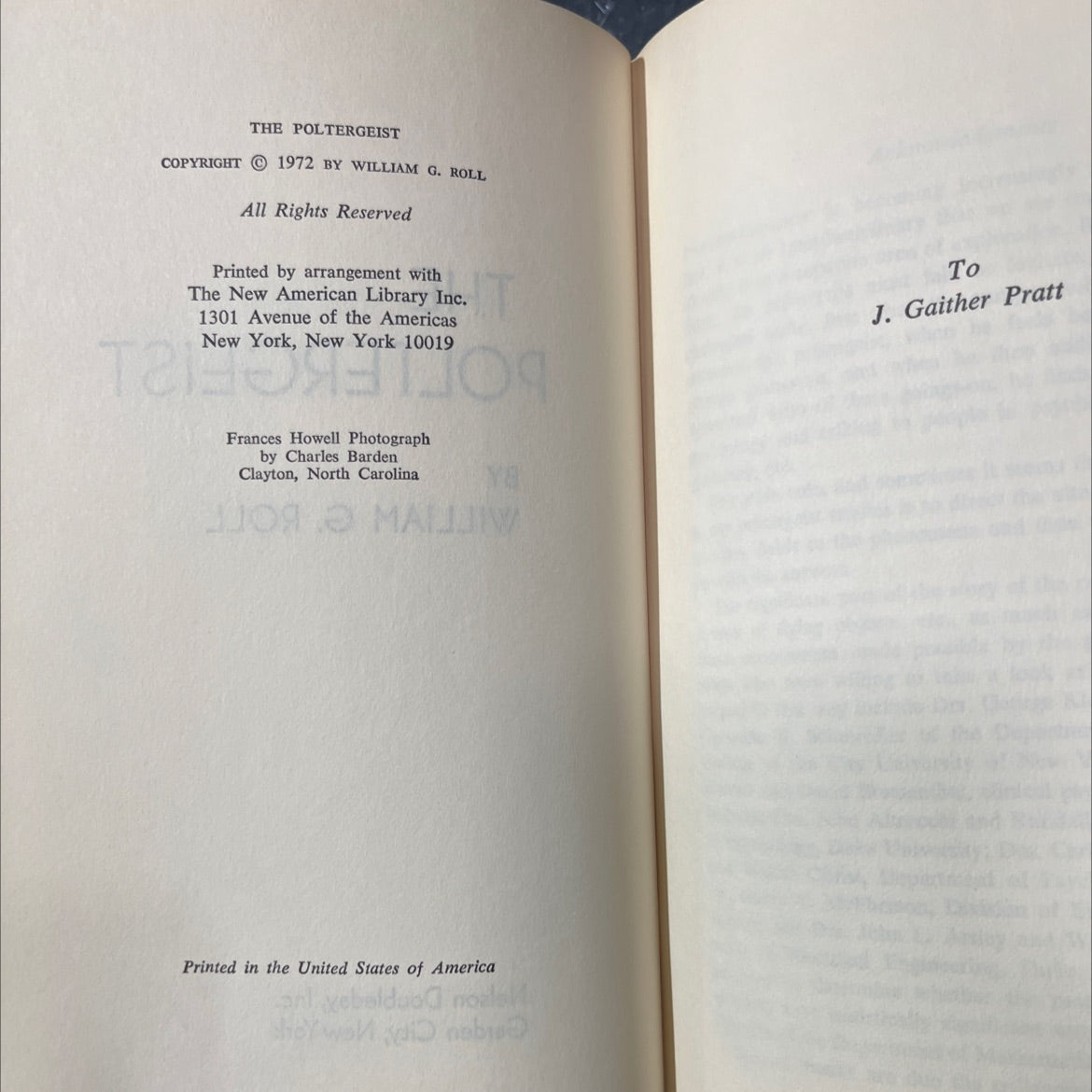 the poltergeist book, by william g. roll, 1972 Hardcover image 3