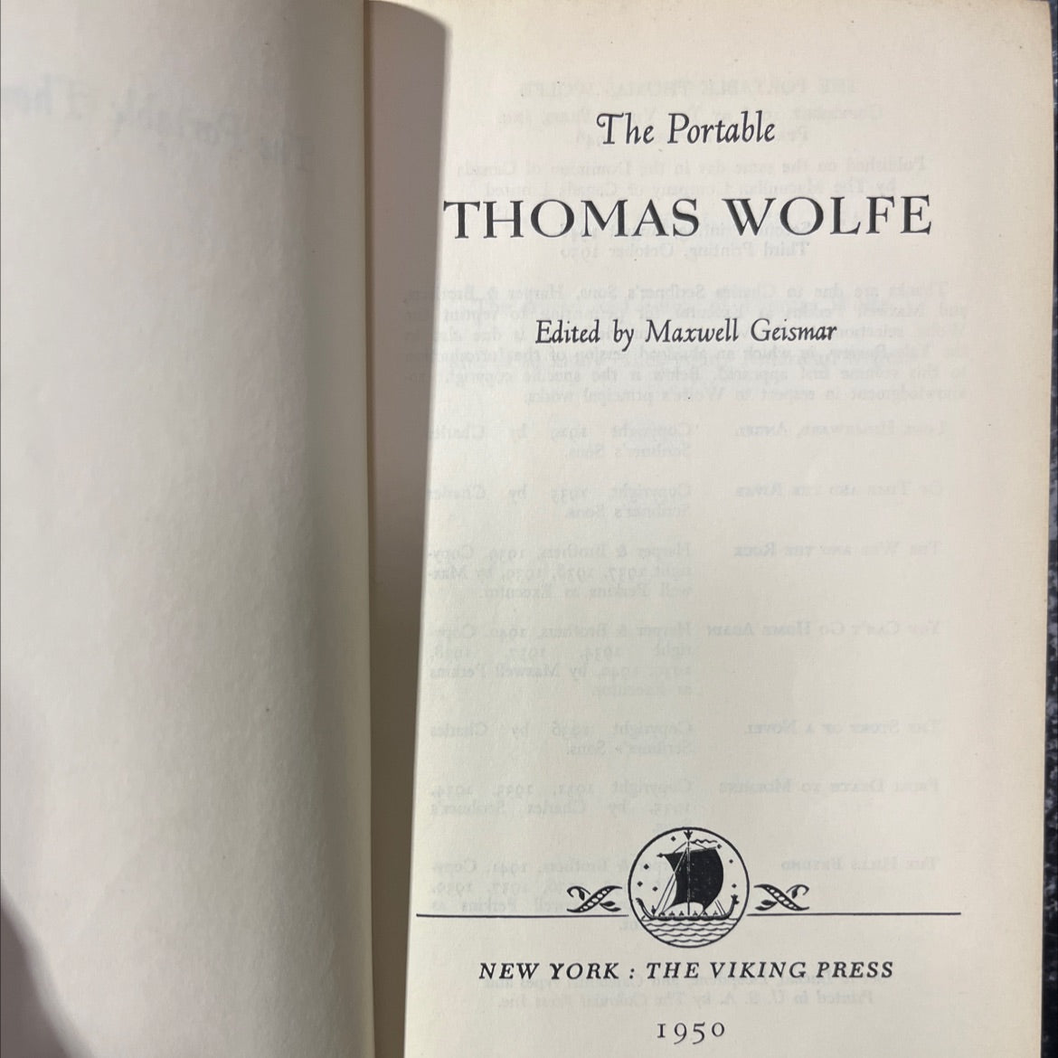 the portable thomas wolfe book, by thomas wolfe, 1950 Hardcover image 2