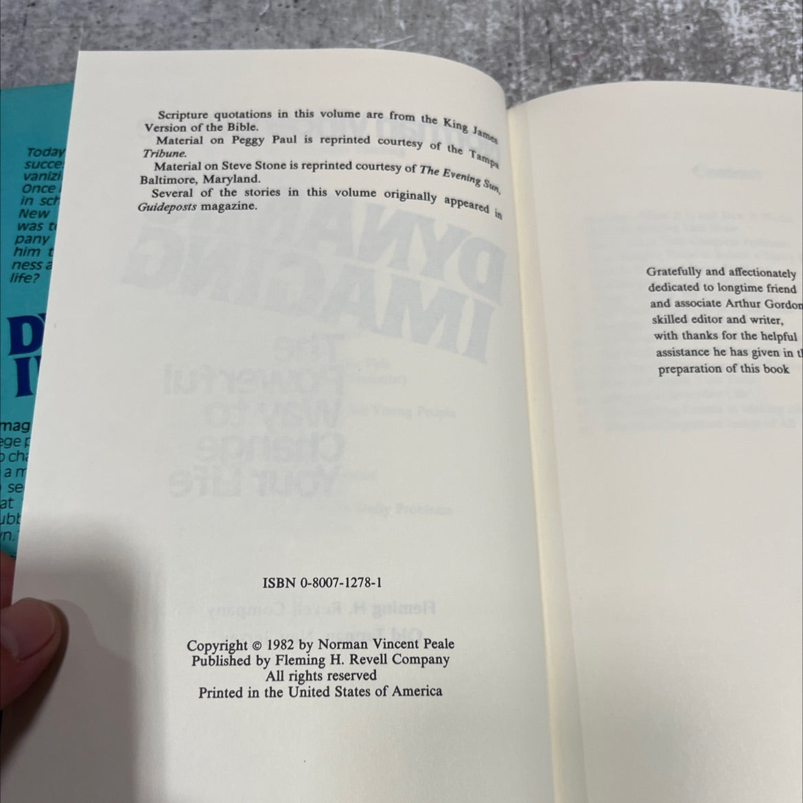 the power of positive thinking book, by Norman Vincent Peale, 1982 Hardcover image 3