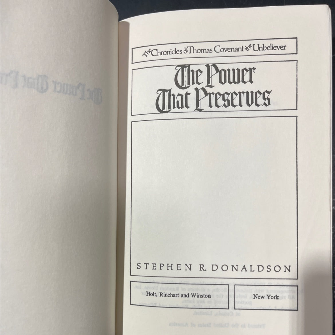 the power that preserves book, by stephen r. donaldson, 1977 Hardcover image 2