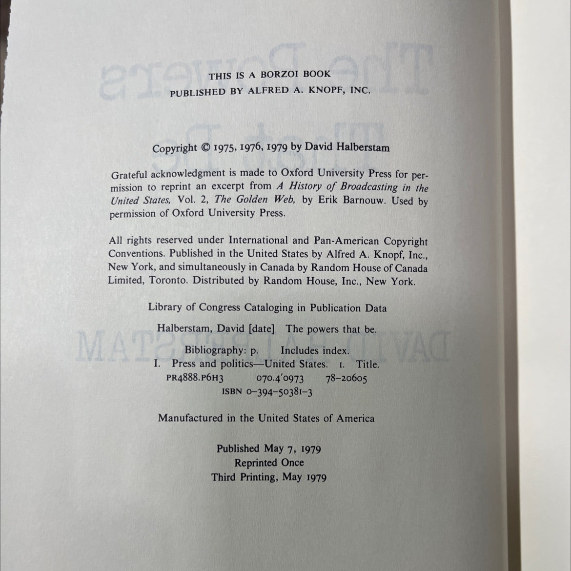 the powers that be book, by David Halberstam, 1979 Hardcover image 3