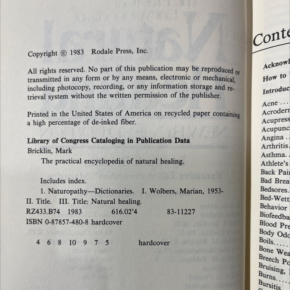 the practical encyclopedia of natural healing book, by mark bricklin, 1983 Hardcover image 3