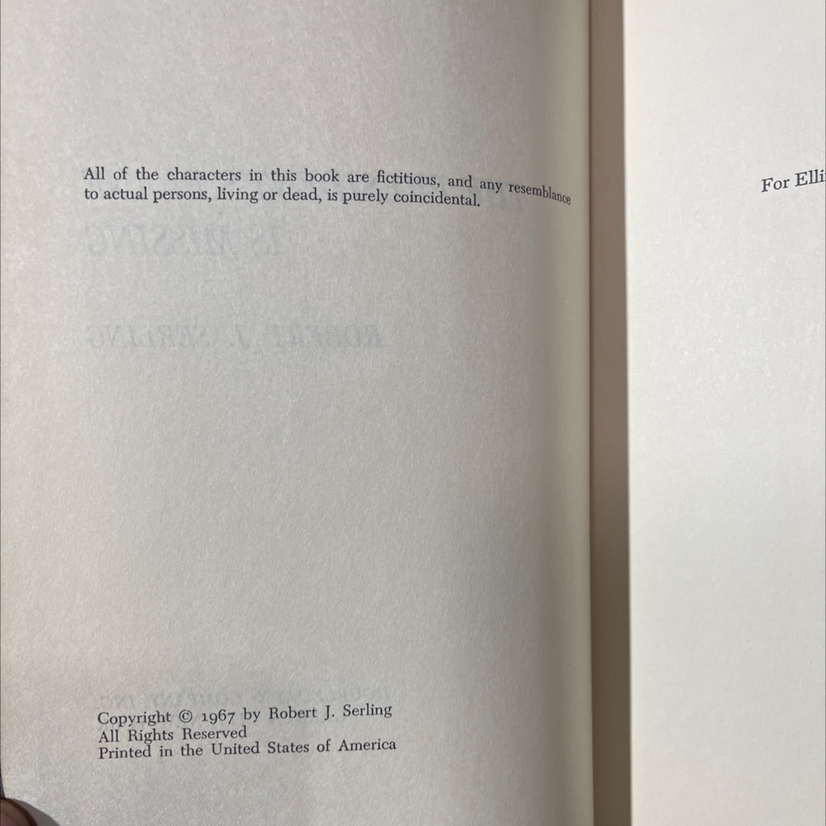 the president's plane is missing book, by robert j. serling, 1967 Hardcover image 3