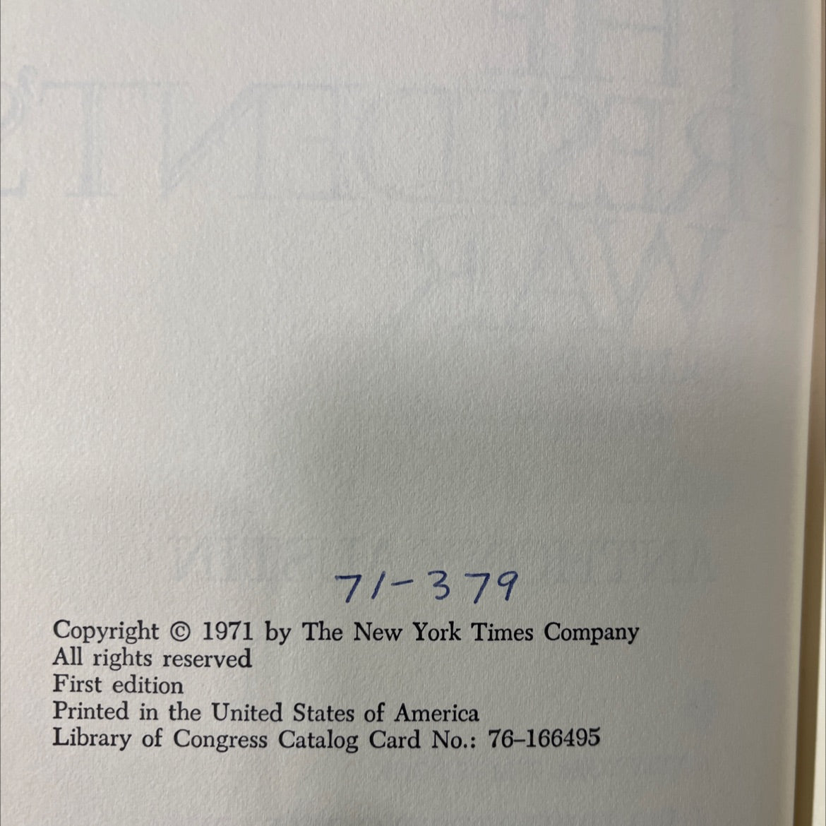 the president's war book, by anthony austin, 1971 Hardcover image 3