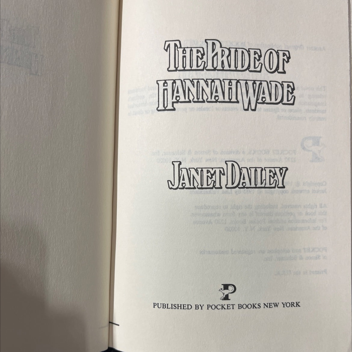 the pride of hannah wade book, by janet dailey, 2009 Hardcover image 2