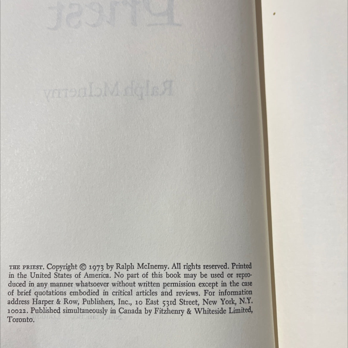 the priest book, by Ralph McInerny, 1973 Hardcover image 3