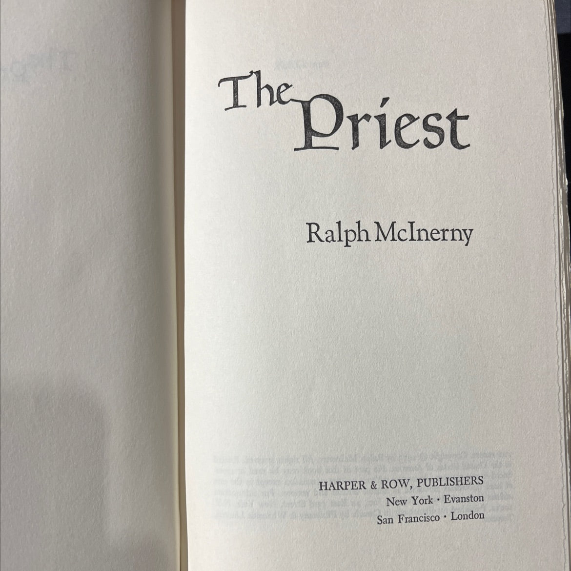 the priest book, by Ralph McInerny, 1973 Hardcover image 2