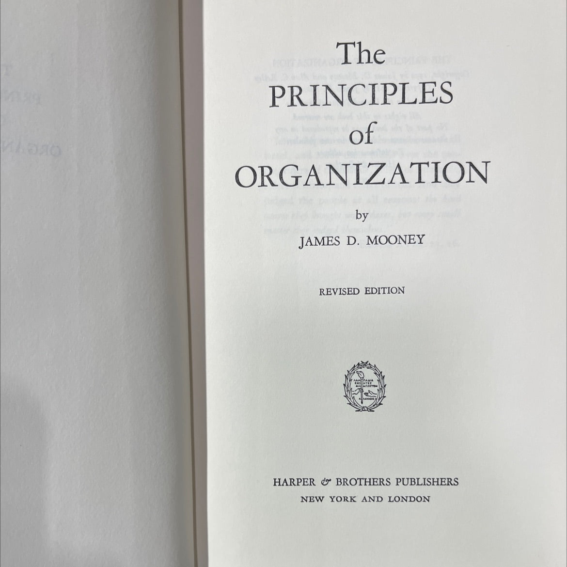 the principles of organization book, by james d. mooney, 1947 Hardcover image 2