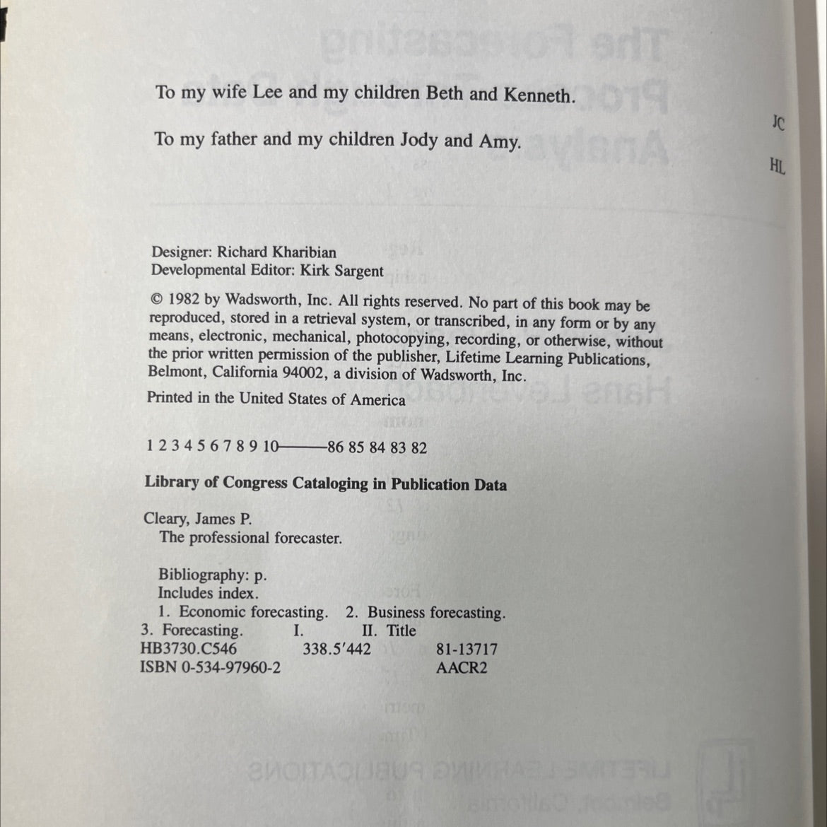 the professional forecaster: the forecasting process through data analysis book, by James P. Cleary, Hans Levenbach, image 3